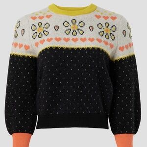 Kate Spade New York Embroidered Fair Isle Sweater in Alpaca from Peru, S